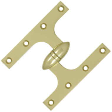 DELTANA 6 Inch x 5 Inch Solid Brass Olive Knuckle Hinge (Unlacquered Brass Finish)