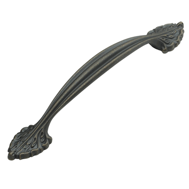 SCHAUB 8 3/4 Inch (6 Inch c-c) Corinthian Cabinet Pull (Ancient Bronze Finish)