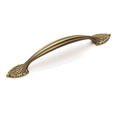 SCHAUB 8 3/4 Inch (6 Inch c-c) Corinthian Cabinet Pull (Redington Brass Finish)