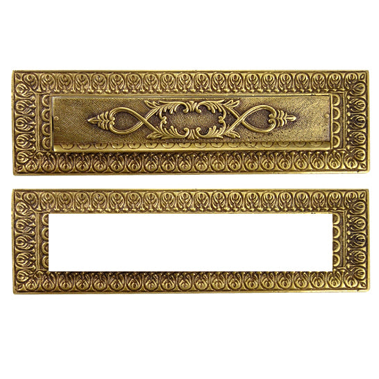 COPPER MOUNTAIN HARDWARE Antique Front Door Mail Slot - Victorian Style (Antique Brass Finish)