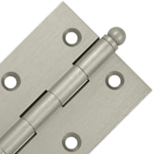 DELTANA 3 Inch x 2 Inch Solid Brass Cabinet Hinges (Brushed Nickel Finish)