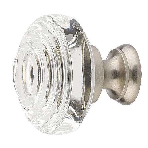 EMTEK 1 5/8 Inch Clear Crystal Glass Deco Cabinet & Furniture Knob