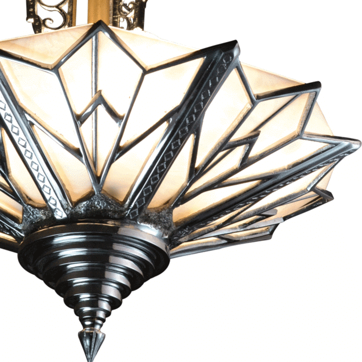 LUMEN ARIA 17 Inch Classic Art Deco Close Ceiling Light Pink Champagne Glass (Several Finishes Available)