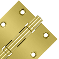 3 1/2 X 3 1/2 Inch Double Ball Bearing Hinge Interchangeable Finials (Square Corner, PVD Polished Brass Finish) DELTANA