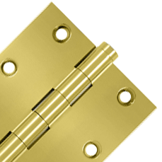 3 1/2 X 3 1/2 Inch Solid Brass Hinge Interchangeable Finials (Square Corner, PVD Polished Brass Finish) DELTANA