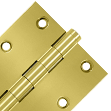 3 1/2 X 3 1/2 Inch Solid Brass Hinge Interchangeable Finials (Square Corner, PVD Polished Brass Finish) DELTANA