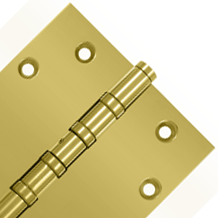 DELTANA 4 1/2 Inch X 4 1/2 Inch Solid Brass Non-Removable Pin Square Hinge (PVD Polished Brass Finish)