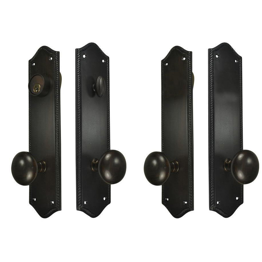 COPPER MOUNTAIN HARDWARE Georgian Roped Oval Deadbolt Entryway Set (Oil Rubbed Bronze Finish)