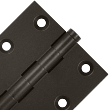 DELTANA 3 X 3 Inch Solid Brass Hinge Interchangeable Finials (Square Corner, Oil Rubbed Bronze Finish)