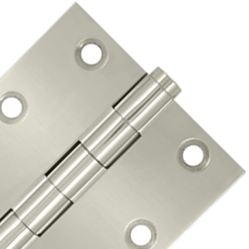 DELTANA 3 X 3 Inch Solid Brass Hinge Interchangeable Finials (Square Corner, Brushed Nickel Finish)