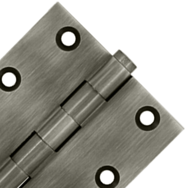 DELTANA 3 X 3 Inch Solid Brass Hinge Interchangeable Finials (Square Corner, Antique Nickel Finish)