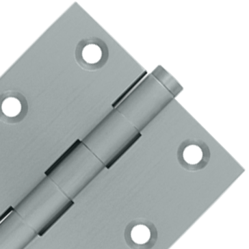 DELTANA 3 X 3 Inch Solid Brass Hinge Interchangeable Finials (Square Corner, Brushed Chrome Finish)