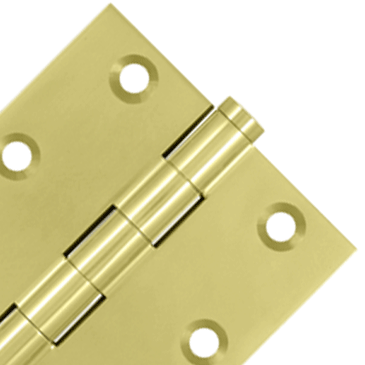 DELTANA 3 X 3 Inch Solid Brass Hinge Interchangeable Finials (Square Corner, Polished Brass Finish)