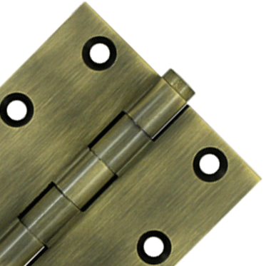 DELTANA 3 X 3 Inch Solid Brass Hinge Interchangeable Finials (Square Corner, Antique Brass Finish)