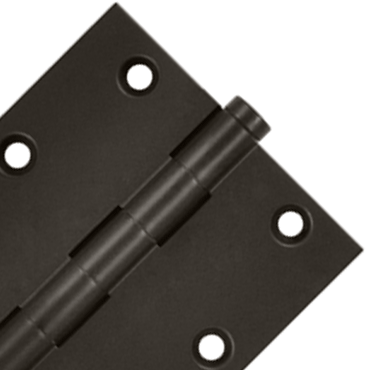 3 1/2 X 3 1/2 Inch Solid Brass Hinge Interchangeable Finials (Square Corner, Oil Rubbed Bronze Finish) DELTANA