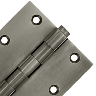 3 1/2 X 3 1/2 Inch Solid Brass Hinge Interchangeable Finials (Square Corner, Antique Nickel Finish) DELTANA