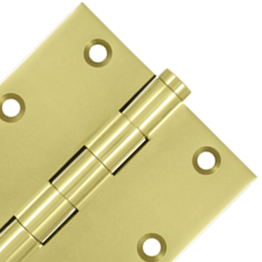 DELTANA 3 1/2 X 3 1/2 Inch Solid Brass Hinge Interchangeable Finials (Square Corner, Polished Brass Finish)