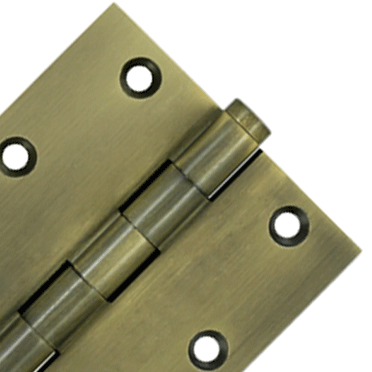 3 1/2 X 3 1/2 Inch Solid Brass Hinge Interchangeable Finials (Square Corner, Antique Brass Finish) DELTANA