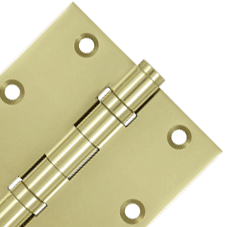 3 1/2 X 3 1/2 Inch Double Ball Bearing Hinge Interchangeable Finials (Square Corner, Unlacquered Brass Finish) DELTANA