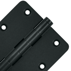 DELTANA Pair 3 1/2 Inch X 3 1/2 Inch Solid Brass Hinge Interchangeable Finials (1/4 Radius Corner, Flat Black Finish)