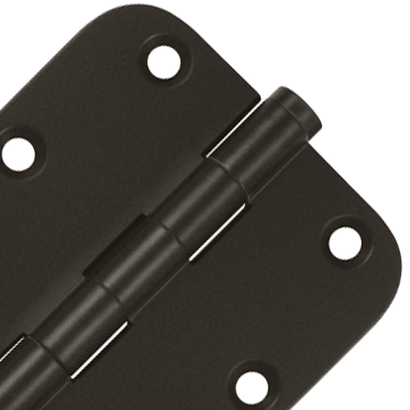 DELTANA Pair 3 1/2 Inch X 3 1/2 Inch Solid Brass Hinge Interchangeable Finials (5/8 Radius Corner, Oil Rubbed Bronze Finish)