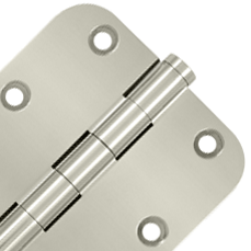 DELTANA Pair 3 1/2 Inch X 3 1/2 Inch Solid Brass Hinge Interchangeable Finials (5/8 Radius Corner, Polished Nickel Finish)