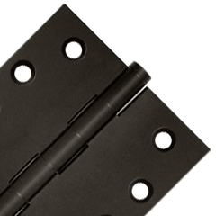 Pair 4 Inch X 4 Inch Solid Brass Hinge Interchangeable Finials (Square Corner, Oil Rubbed Bronze Finish) DELTANA