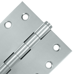 Pair 4 Inch X 4 Inch Solid Brass Hinge Interchangeable Finials (Square Corner, Chrome Finish) DELTANA