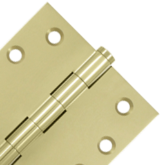 Pair 4 Inch X 4 Inch Solid Brass Hinge Interchangeable Finials (Square Corner, Unlacquered Brass Finish) DELTANA