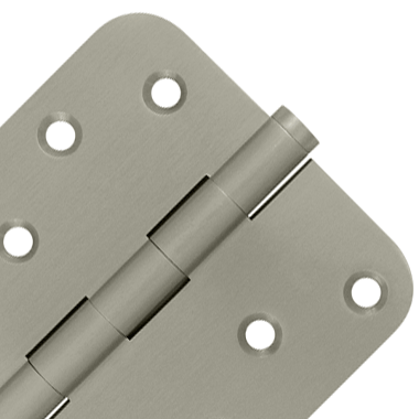 DELTANA 4 Inch X 4 Inch Solid Brass Zig-Zag Hinge (5/8 Radius Corner, Brushed Nickel Finish)