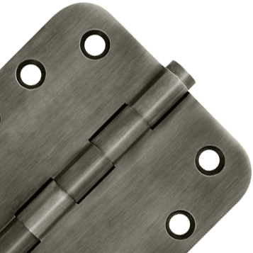 DELTANA 4 Inch X 4 Inch Solid Brass Hinge (5/8 Radius Corner, Antique Nickel Finish)