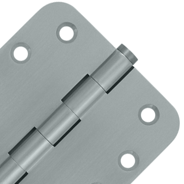 DELTANA 4 Inch X 4 Inch Solid Brass Hinge (5/8 Radius Corner, Brushed Chrome Finish)