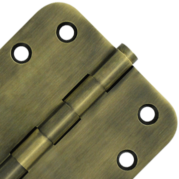 DELTANA 4 Inch X 4 Inch Solid Brass Hinge (5/8 Radius Corner, Antique Brass Finish)