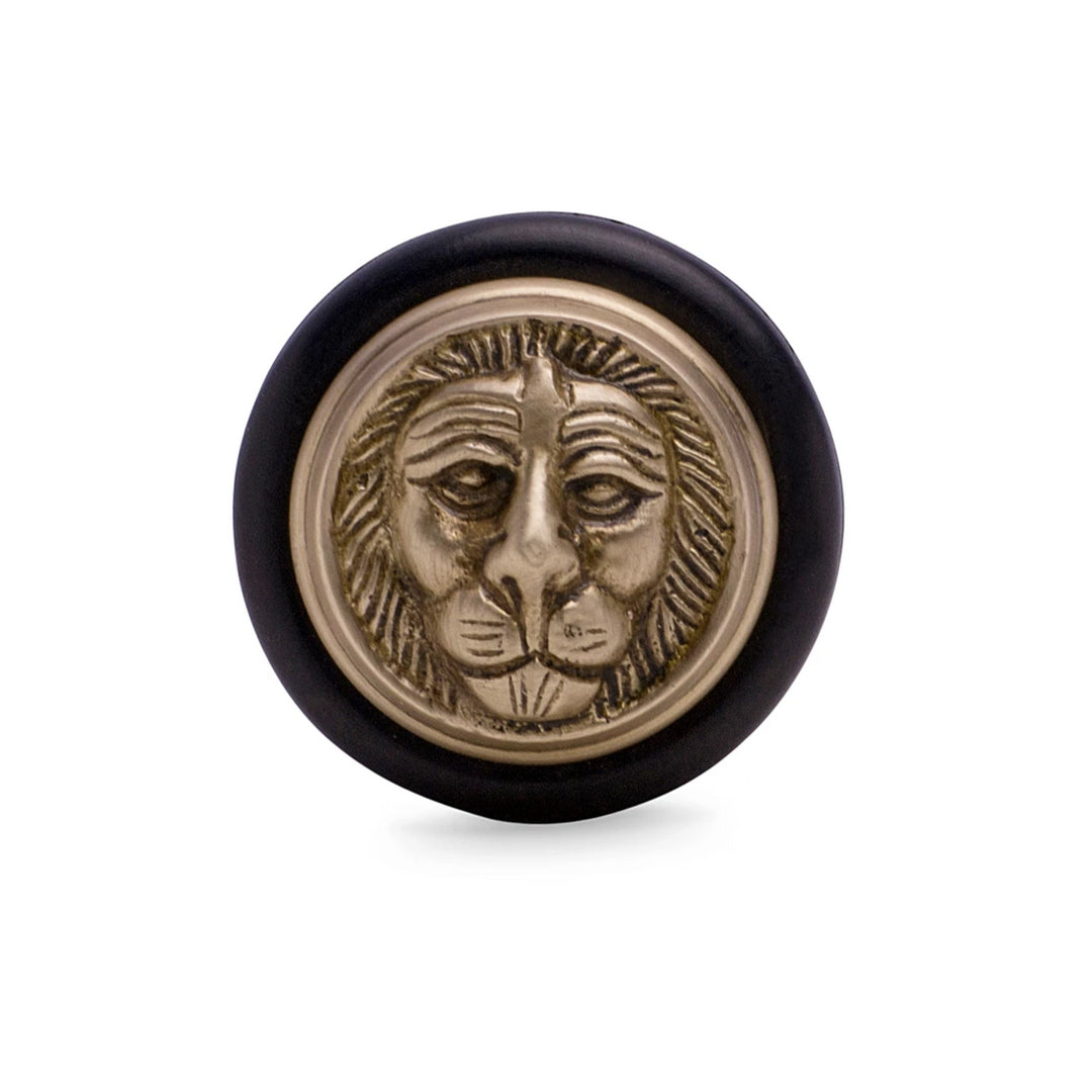 Copper Mountain Hardware Lion Head 1 1/4 Inch Solid Brass Floor Mount Door Stop (Antique Brass Finish)