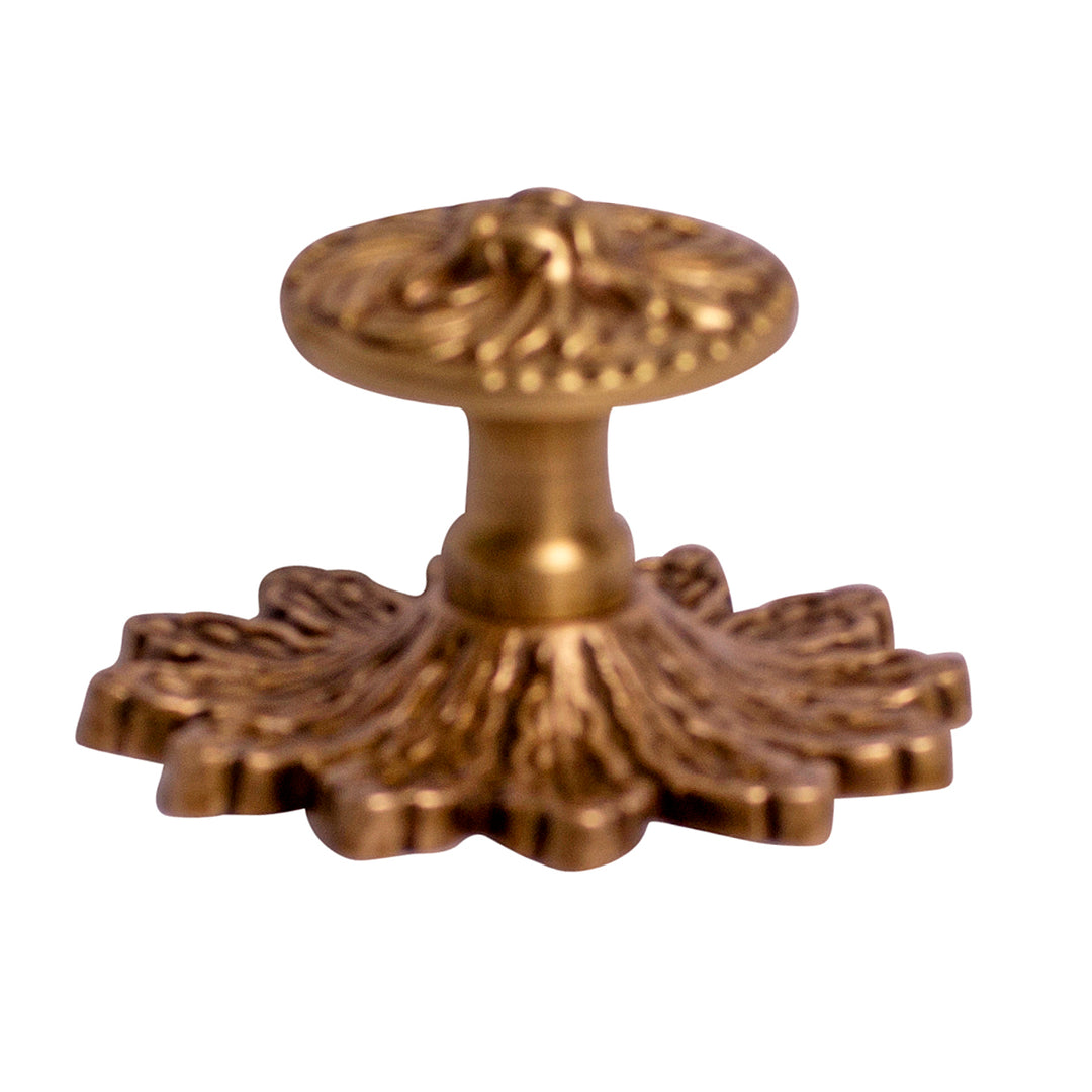 COPPER MOUNTAIN HARDWARE 3 3/8 Inch Solid Brass Rococo Victorian Knob with Back Plate (Several Finishes Available)