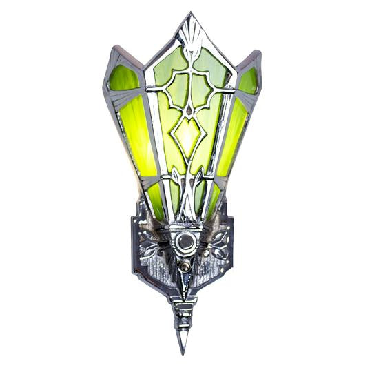 LUMEN ARIA 14 Inch Classic Art Deco Stained Glass Deco Green Shade Wall Sconce