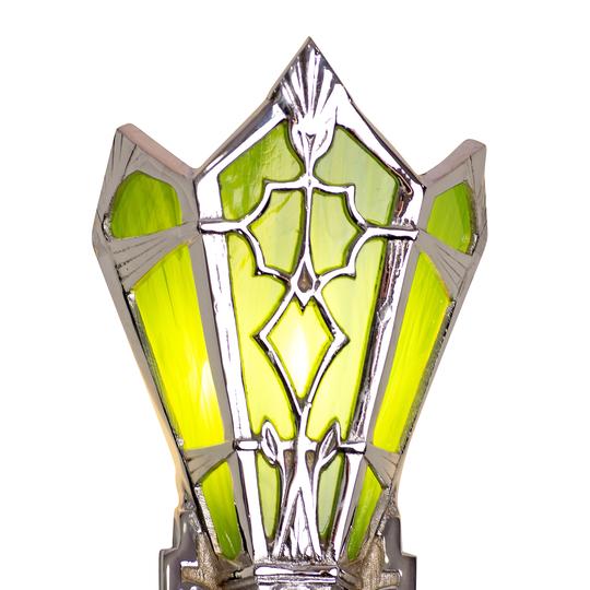 LUMEN ARIA 14 Inch Classic Art Deco Stained Glass Deco Green Shade Wall Sconce