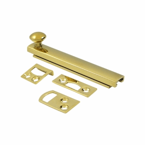 DELTANA 4 Inch Solid Brass Surface Bolt (Lifetime Polished Brass Finish)