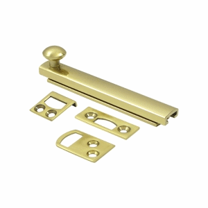 DELTANA 4 Inch Solid Brass Surface Bolt (Polished Brass Finish)