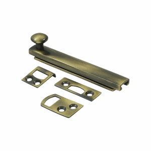 DELTANA 4 Inch Solid Brass Surface Bolt (Antique Brass Finish)