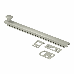 DELTANA 6 Inch Solid Brass Surface Bolt (Brushed Nickel Finish)