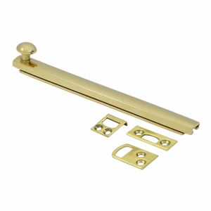 DELTANA 6 Inch Solid Brass Surface Bolt (Polished Brass Finish)