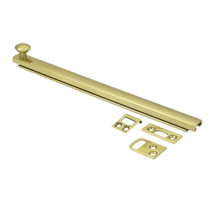 DELTANA 8 Inch Solid Brass Surface Bolt (Polished Brass Finish)