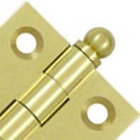 DELTANA 1 1/2 Inch x 1 1/2 Inch Solid Brass Cabinet Hinges (Polished Brass)