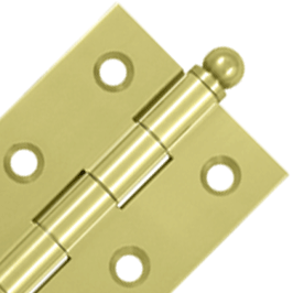 2 1/2 Inch x 1 11/16 Inch Solid Brass Cabinet Hinges (Polished Brass Finish) DELTANA