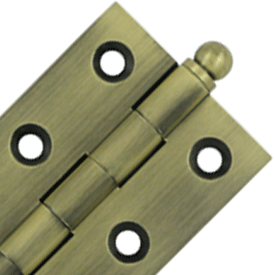 2 1/2 Inch x 1 11/16 Inch Solid Brass Cabinet Hinges (Antique Brass) DELTANA