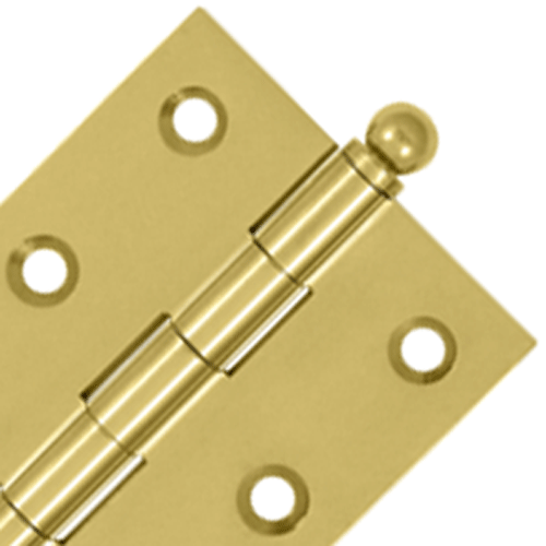 DELTANA 2 1/2 Inch x 2 Inch Solid Brass Cabinet Hinges (Polished Brass Finish)