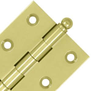 2 1/2 Inch x 2 Inch Solid Brass Cabinet Hinges (Polished Brass Finish) DELTANA