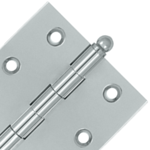 DELTANA 2 1/2 Inch x 2 1/2 Inch Solid Brass Cabinet Hinges (Brushed Chrome Finish)