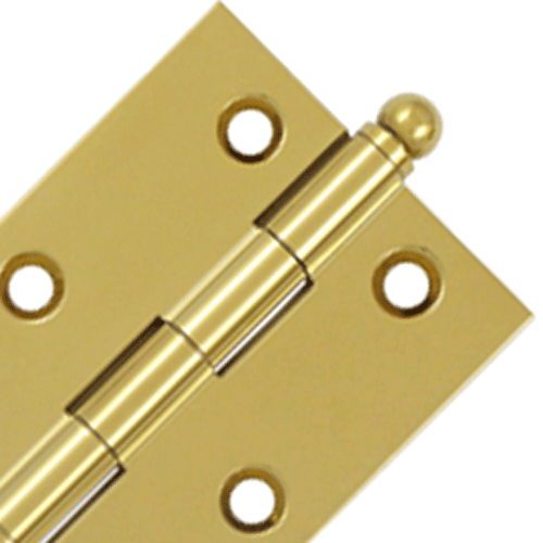 DELTANA 3 Inch x 2 Inch Solid Brass Cabinet Hinges (Polished Brass Finish)